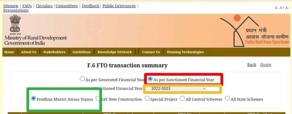 FTO transaction summary pm awas